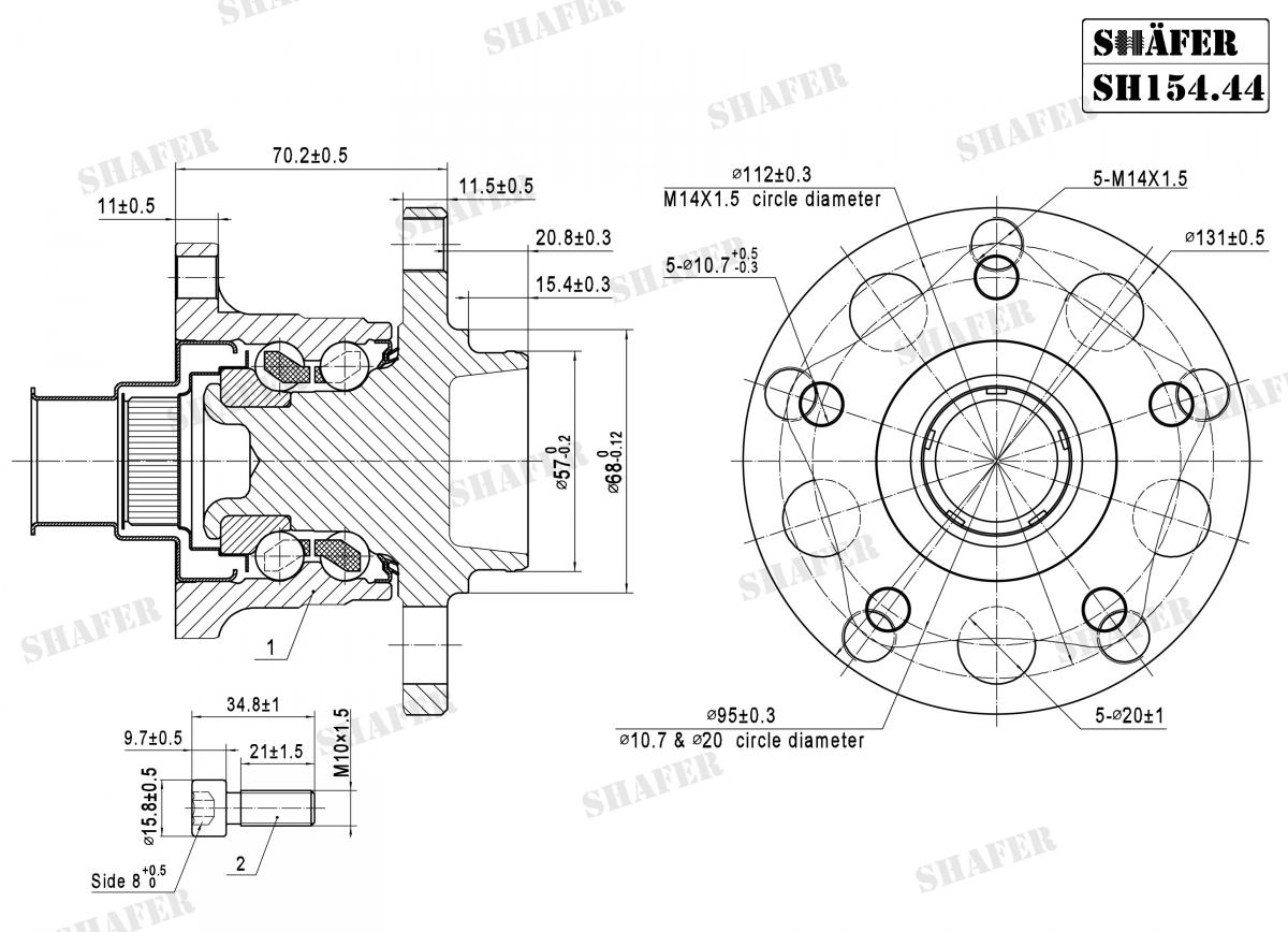 SHAFER - SH154.44K - Ступиця зад. ABS+ Audi A6; Skoda Superb I; VW Passat 1.6-3.7 06.94-03.08