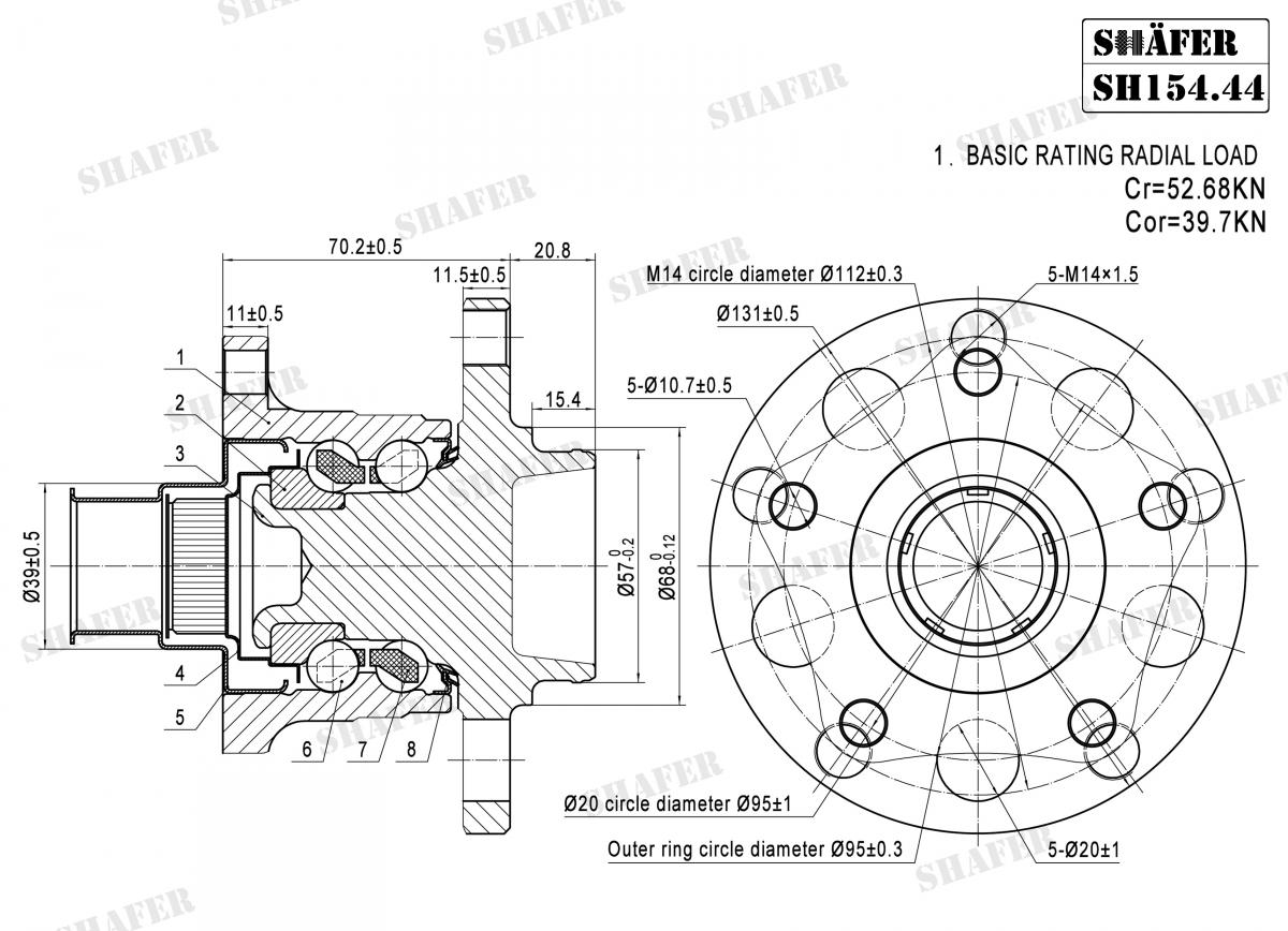 SHAFER - SH154.44 - Ступиця зад. ABS+ Audi A6; Skoda Superb I; VW Passat 1.6-3.7 06.94-03.08