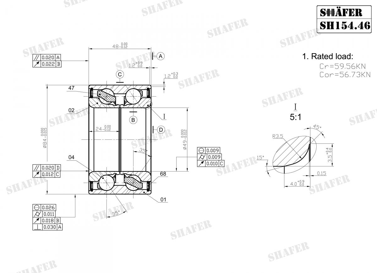 SHAFER - SH154.46K - Підшипник зад. (1 каток) + монтажний к-кт MB  Sprinter/VW LT