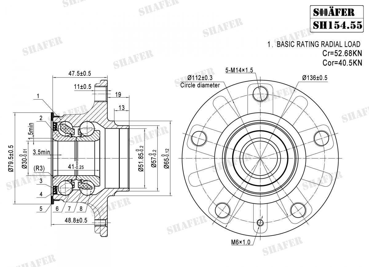 SHAFER - SH154.55 - Ступиця зад. ABS+ Audi A3; Skoda Octavia III; VW Golf Plus, Golf Sportsvan, Golf V, Golf VI, Golf VII, Jetta IV 1.0-Electric 05.03- SHAFER - SH154.55 - Ступиця зад. ABS+ Audi A3; Skoda Octavia III; VW Golf Plus, Golf Sportsvan, Golf V, Golf VI, Golf VII, Jetta IV 1.0-Electric 05.03-