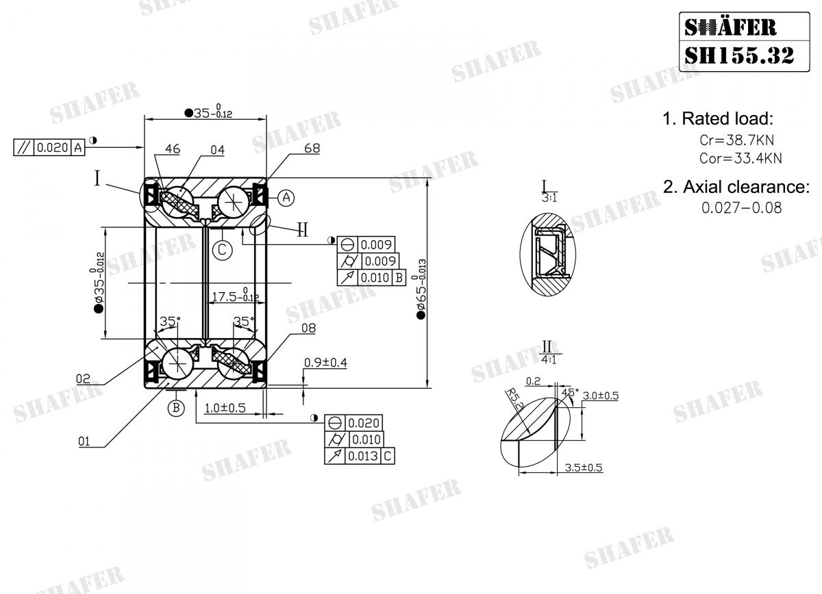 SHAFER - SH155.32 - Пiдшипник ступиці перед. Renault/Dacia Solenza 03-