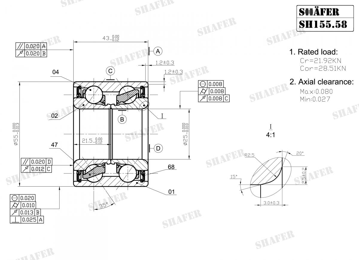 SHAFER - SH155.58 - Підшипник ступиці зад. Nissan Kubistar; Renault Kangoo, Kangoo Express, Laguna I, Rapid 1.0-2.2D 98- SHAFER - SH155.58 - Підшипник ступиці зад. Nissan Kubistar; Renault Kangoo, Kangoo Express, Laguna I, Rapid 1.0-2.2D 98-