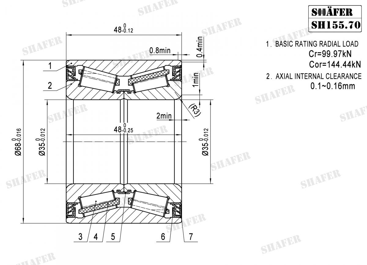 SHAFER - SH155.70 - Пiдшипник ступиці зад. Renault Trafic 2.0DCI 01-/ Opel Vivaro 1.9DTI 06-