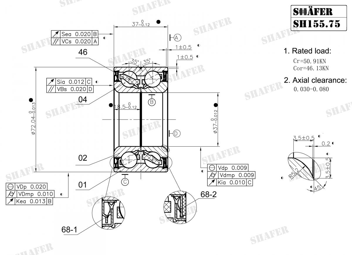 SHAFER - SH155.75 - Підшипник перед. Dacia Logan/Renault Clio/Kangoo 08-/Megane SHAFER - SH155.75 - Підшипник перед. Dacia Logan/Renault Clio/Kangoo 08-/Megane