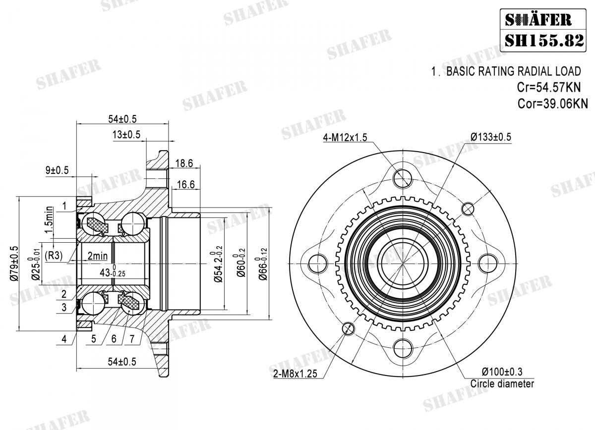 SHAFER - SH155.82 - Підшипник ступиці Renault Kangoo 03.98-02.07