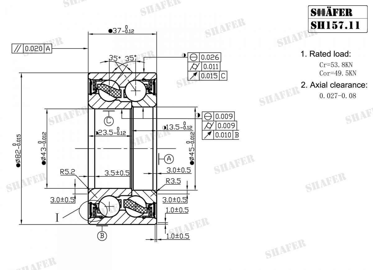 SHAFER - SH157.11 - Підшипник ступиці перед. Audi 80 2,6/2,8 91-93, 100 08.84-11.90 VW Pasat 85-01