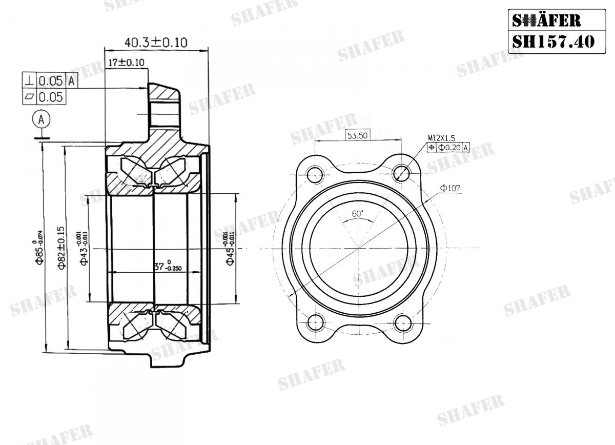 SHAFER - SH157.40K - Пiдшипник ступицi перед.+ монтажний к-кт Audi A6/Avant/Allroad 2.0TDI-3.2FSI 04-