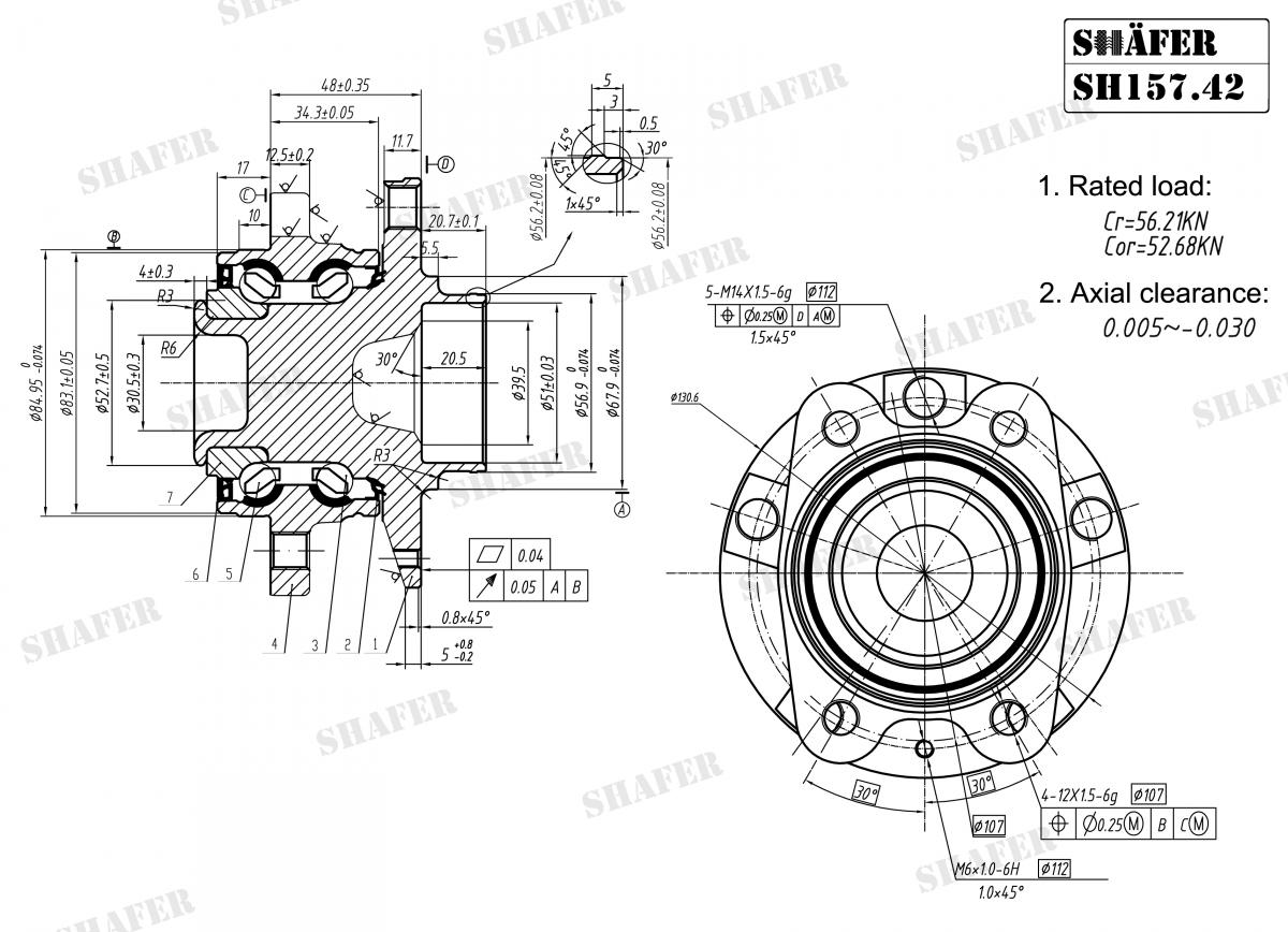 SHAFER - SH157.42 - Підшипник ступиці зад. Audi A6, A6 Avant  2.0TDI-3.2FSI 05.04-08.11