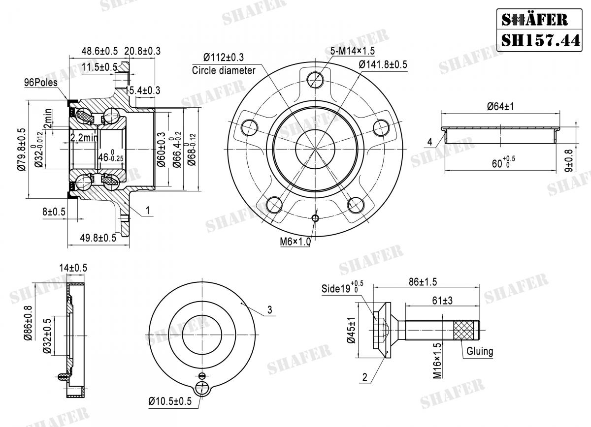 SHAFER - SH157.44 - Підшипник ступиці зад. Audi A4 08-, A5 07-, A6 11-