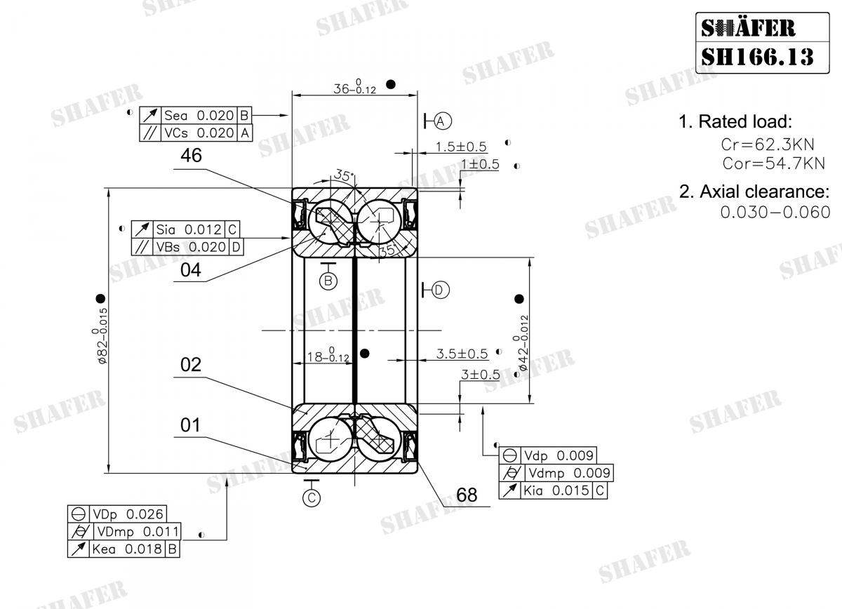 SHAFER - SH166.13 - Пiдшипник ступиці перед. Citroen/Peugeot Berlingo 2.0HDi 96-, 1.6HDi 08-