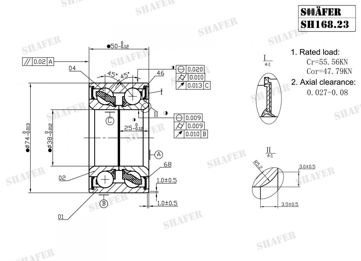 SHAFER - SH168.23 - Підшипник ступиці перед. Nissan Sunny B12/N13 86-90 SHAFER - SH168.23 - Підшипник ступиці перед. Nissan Sunny B12/N13 86-90