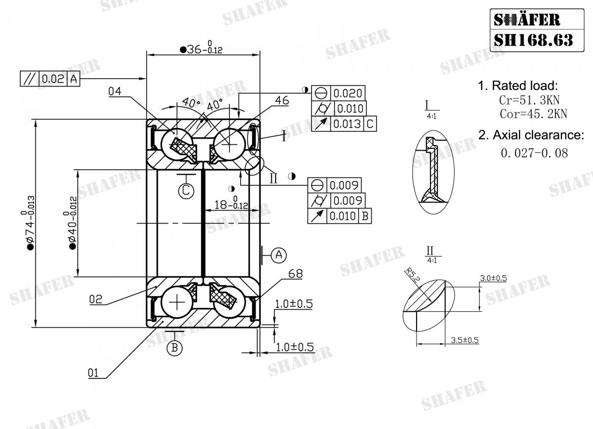 SHAFER - SH168.63 - Пiдшипник ступиці перед.  Nissan Almera II  03/00 - 02/04