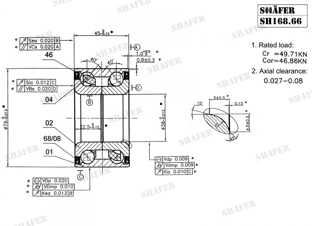SHAFER - SH168.66 - Підшипник ступиці зад. Nissan X-Trail (T30) 01-/Maxima (A33) 00-