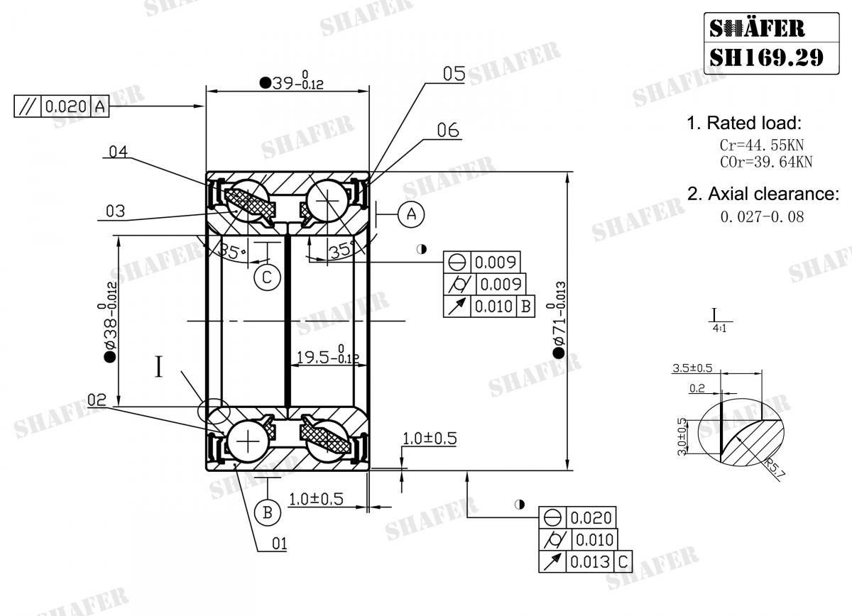 SHAFER - SH169.29 - Підшипник ступиці перед.Toyota Yaris/Yaris Verso 99-05