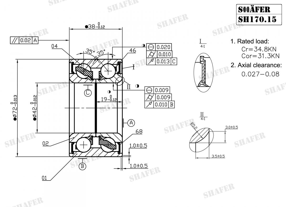 SHAFER - SH170.15 - Підшипник перед. ступиці Mazda 626 2.0 D 87- SHAFER - SH170.15 - Підшипник перед. ступиці Mazda 626 2.0 D 87-