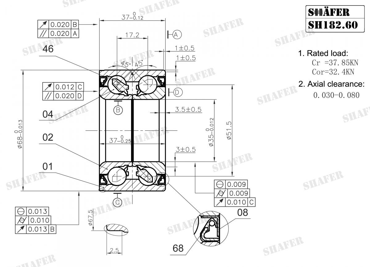 SHAFER - SH182.60 - Підшипник ступиці передньої Seat Malaga/Ibiza 85-91