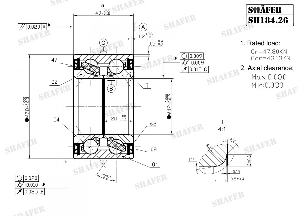 SHAFER - SH184.26 - Підшипник ступиці пер. Hyundai Elantra 06-