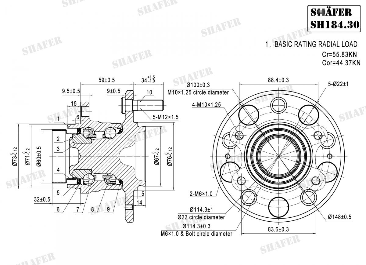 SHAFER - SH184.30 - Ступиця зад. ABS+  Kia CeeD, Cee`D, CeeD SW 1.4-2.0D 12.06-; Hyundai I30, I30 CW 08-