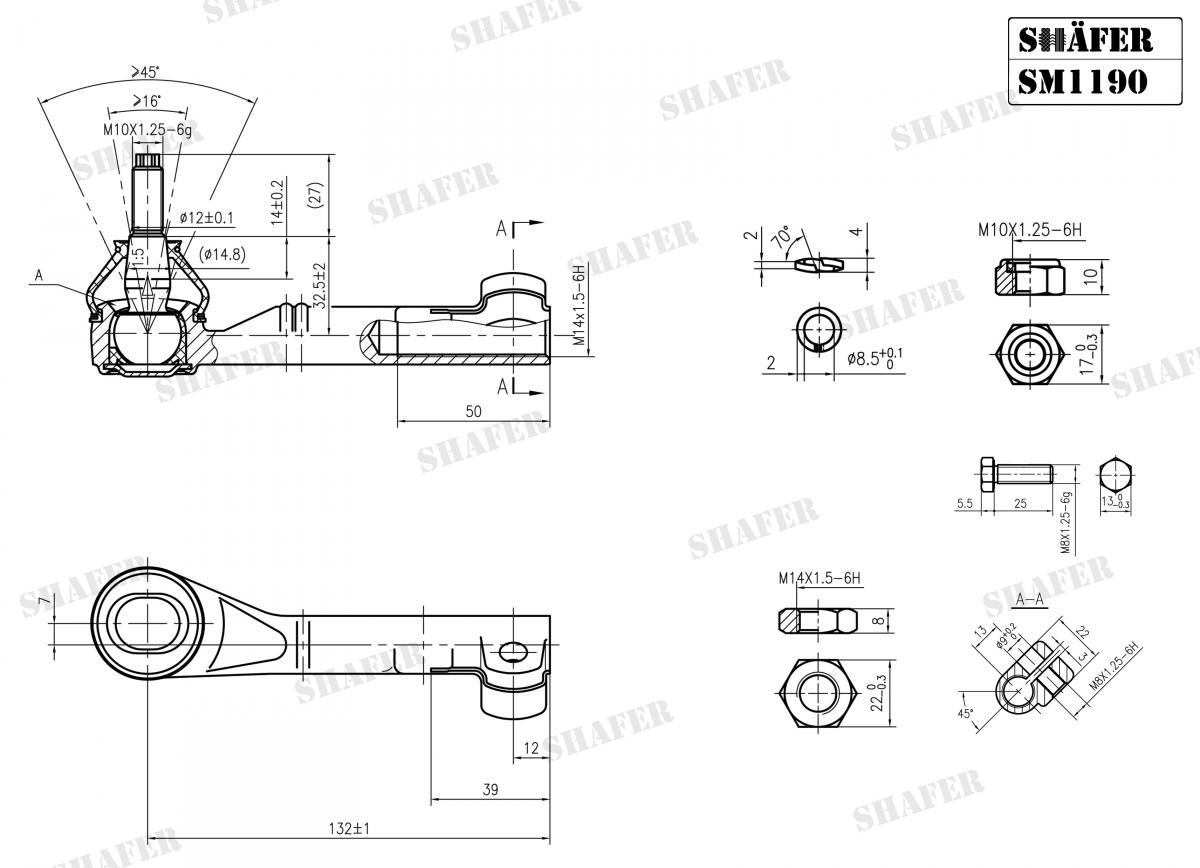 SHAFER - SM1190 - Наконечник керм. тяги правий Renault Kangoo, Kangoo Express, Megane I, Scenic 1.2-2.0 01.96-