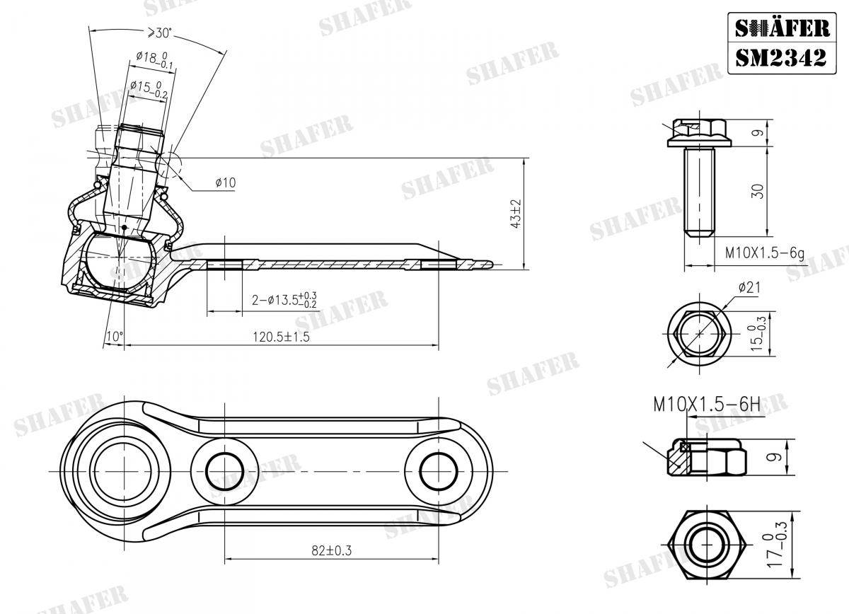 SHAFER - SM2342 - Кульова опора Renault Megane I 1.0-2.0 01.96-08.03