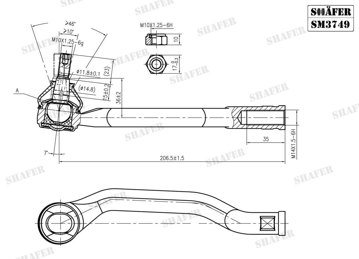 SHAFER - SM3749 - Наконечник лівий Renault Megane Coupe 1.4 16V 04.09-