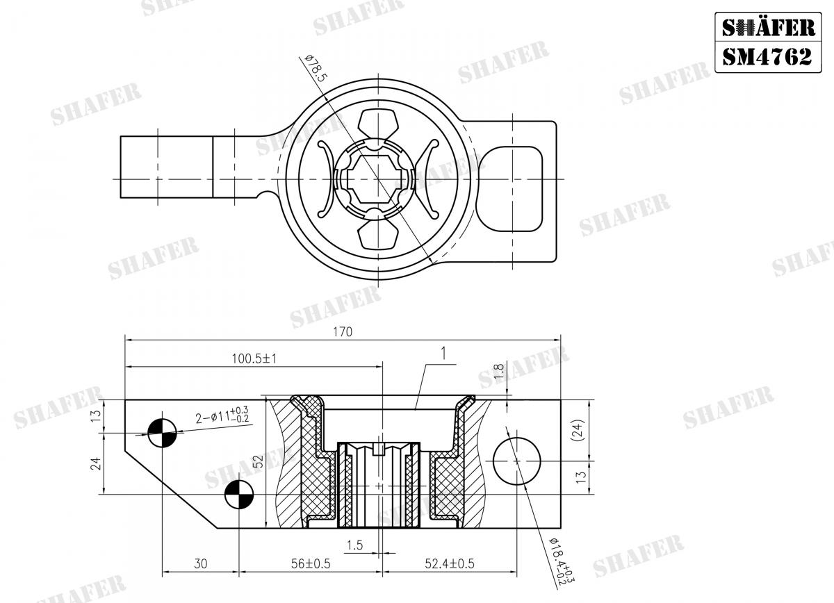 SHAFER - SM4762 - С/блок лів. (з кронштейном) важеля перед. Audi A3// Seat Altea// VW Golf VI 1.2-2.0Tdi 11.07-