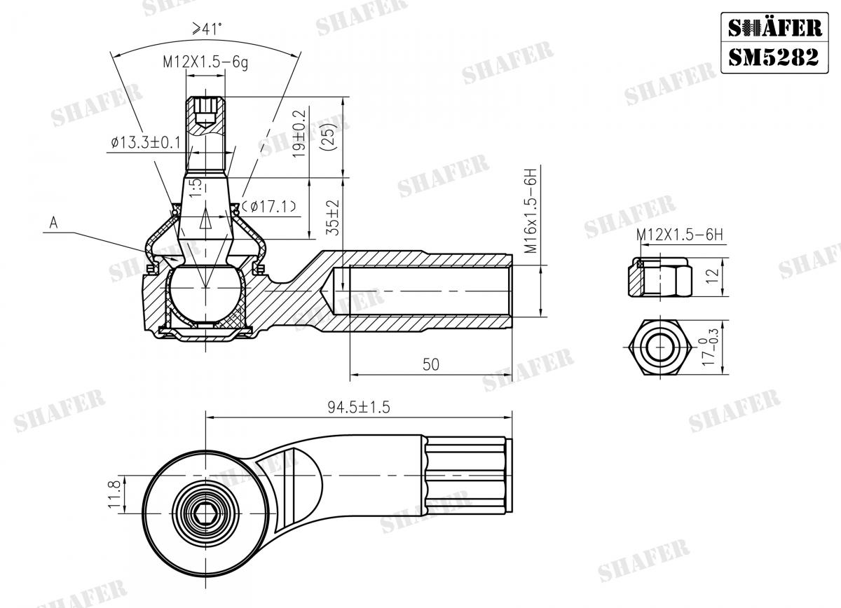 SHAFER - SM5282 - Наконечник кермової тяги правий Audi/VW Caddy III,IV/Passat/Golf 03- SHAFER - SM5282 - Наконечник кермової тяги правий Audi/VW Caddy III,IV/Passat/Golf 03-