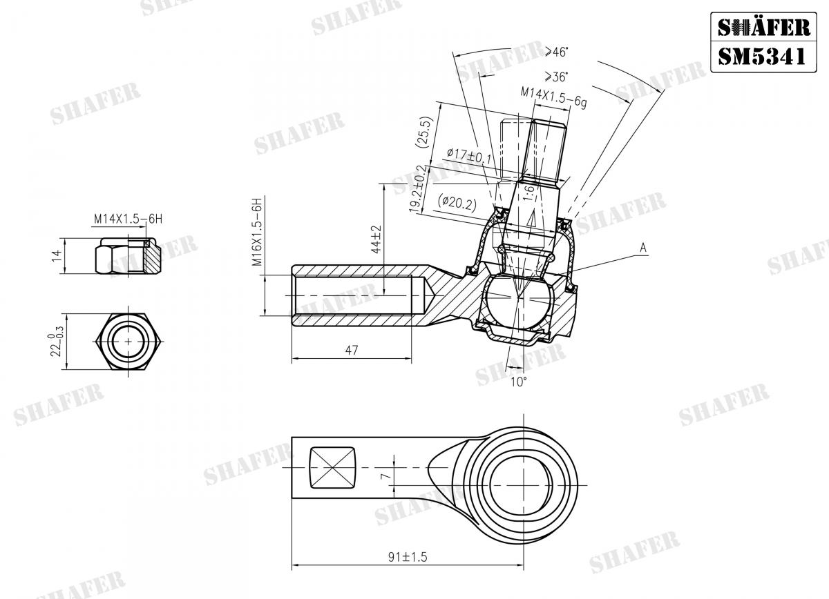 SHAFER - SM5341 - Наконечник кермовий лівий Audi Q7 06-, Porsche Cayenne 02-, VW Touareg 02- SHAFER - SM5341 - Наконечник кермовий лівий Audi Q7 06-, Porsche Cayenne 02-, VW Touareg 02-
