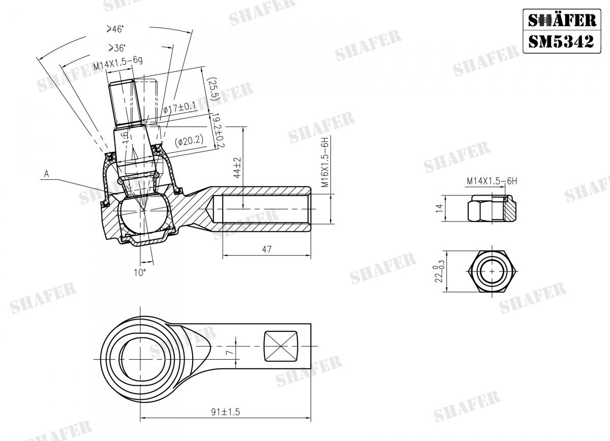 SHAFER - SM5342 - Наконечник кермовий правий Audi Q7 06-, Porsche Cayenne 02-, VW Touareg 02-