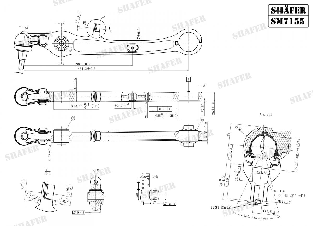 SHAFER - SM7155 - Важіль перед. нижн. прямий Audi A6 04-