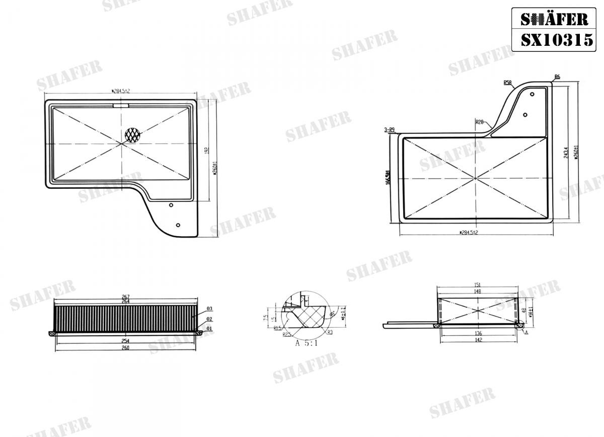 SHAFER - SX10315 - Фільтр повітряний Ford Mustang 2.3/3.7/5.0 (15-21), (не для 5.4L), (з метал. сіткою), (USA)