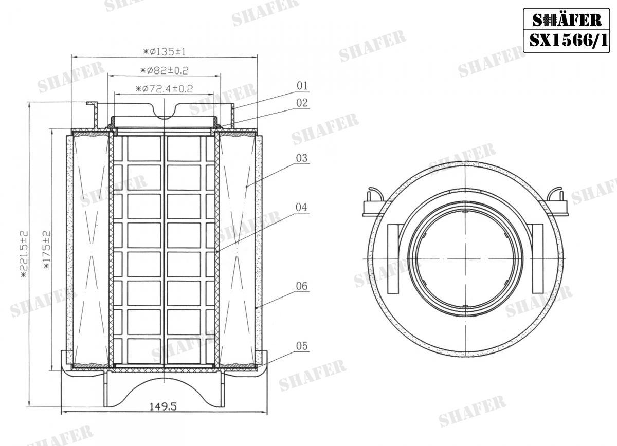 SHAFER - SX1566/1 - Фiльтр повiтряний (з додат.фільтром) Audi A3 1.6/2.0 Fsi 03/03-  /VW Caddy 2.0Sdi /Golf V 1.6/2.0 Fsi 03/03-