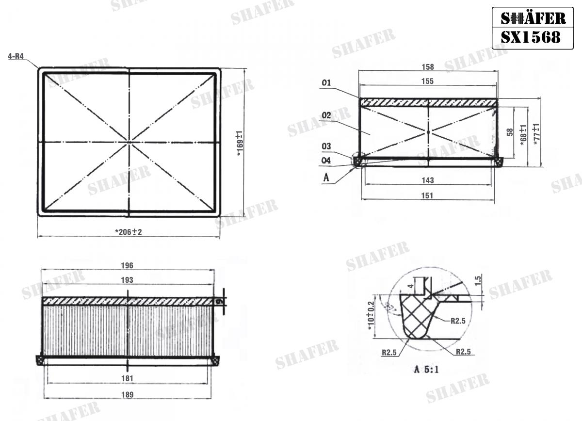 SHAFER - SX1568 - Фільтр повітряний Peugeot Partner 2.0 HDi 02-/Citroen Berlingo 98-