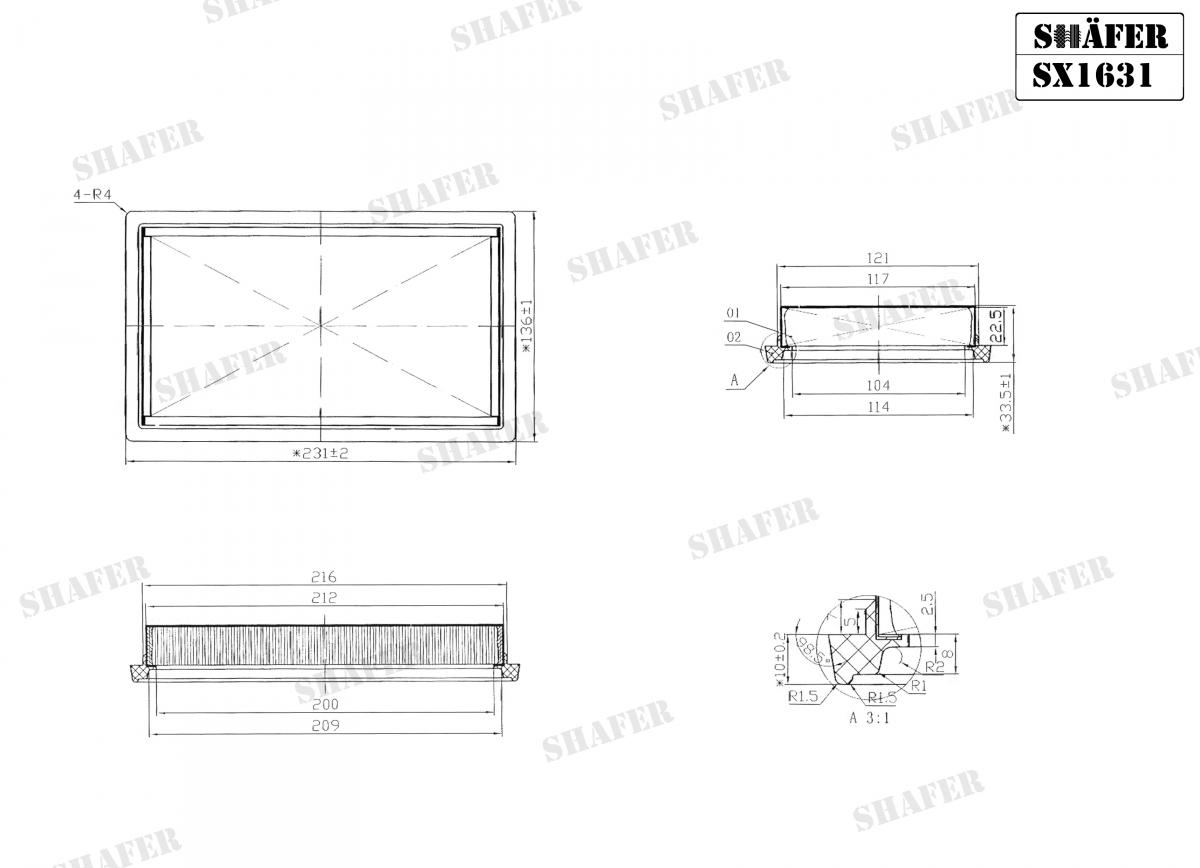 SHAFER - SX1631 - Фільтр повітряний Nissan Note/Micra/Tida 1.6 16V 01-/Cube III (Z12) 10- SHAFER - SX1631 - Фільтр повітряний Nissan Note/Micra/Tida 1.6 16V 01-/Cube III (Z12) 10-