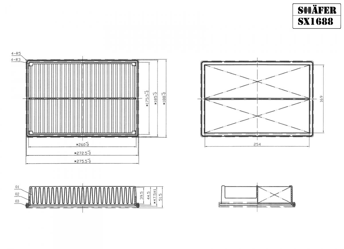 SHAFER - SX1688 - Фільтр повітряний Mazda 3 2.0 03-/Mazda 5 1.8/2.0 05- SHAFER - SX1688 - Фільтр повітряний Mazda 3 2.0 03-/Mazda 5 1.8/2.0 05-