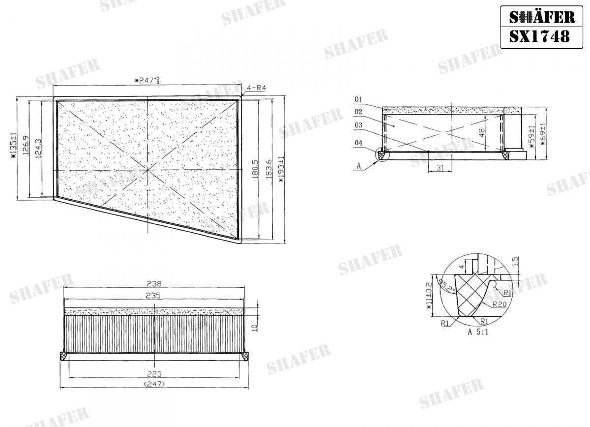 SHAFER - SX1748 - Фiльтр повiтряний (з додат. фільтром) Renault Megane 1.5/1.9 dCi 11/08-