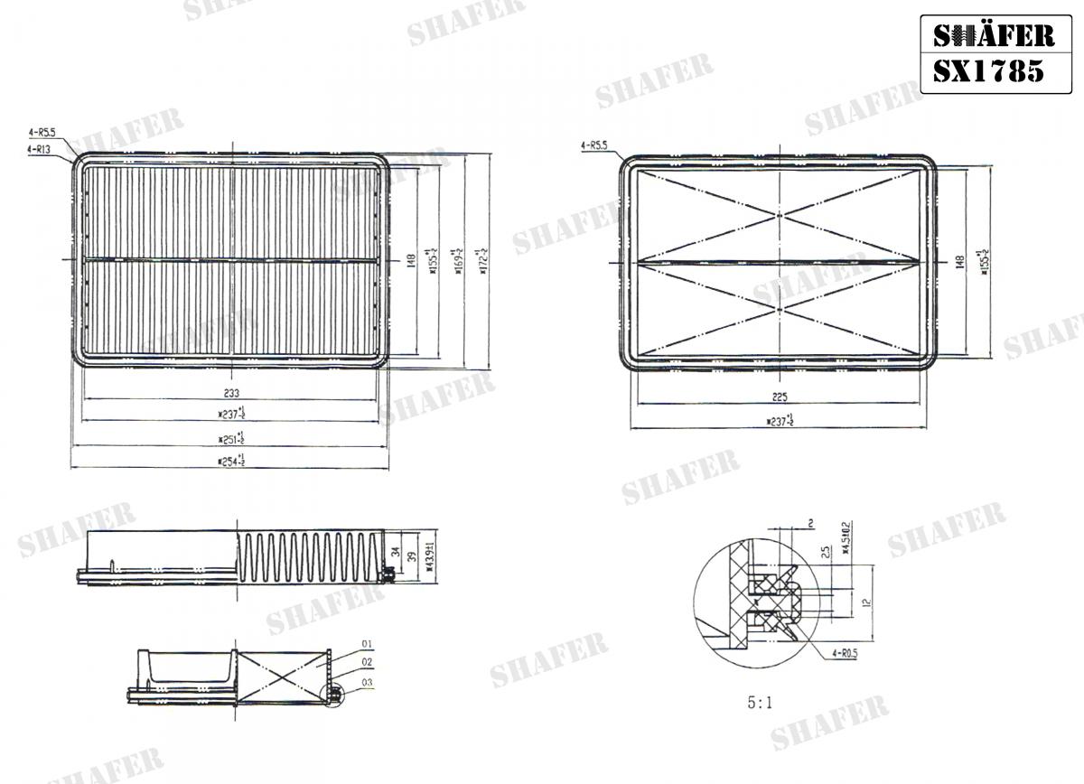 SHAFER - SX1785 - Фільтр повітряний Hyundai Tucson/Kia Sportage 2.0 CRDi 04-/Cerato 05-