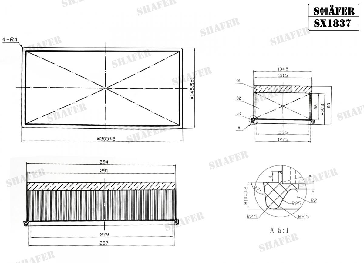 SHAFER - SX1837 - Фільтр повітряний Toyota Avensis 2.2-2.4D 05-