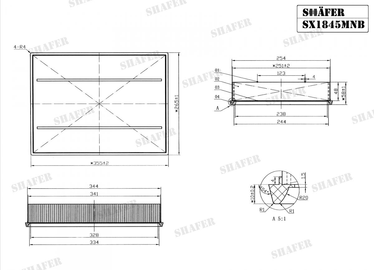 SHAFER - SX1845MNB - Фiльтр повiтря з сіткою DB Sprinter 06-/VW Crafter 06- (упаковка - поліет.пакет)