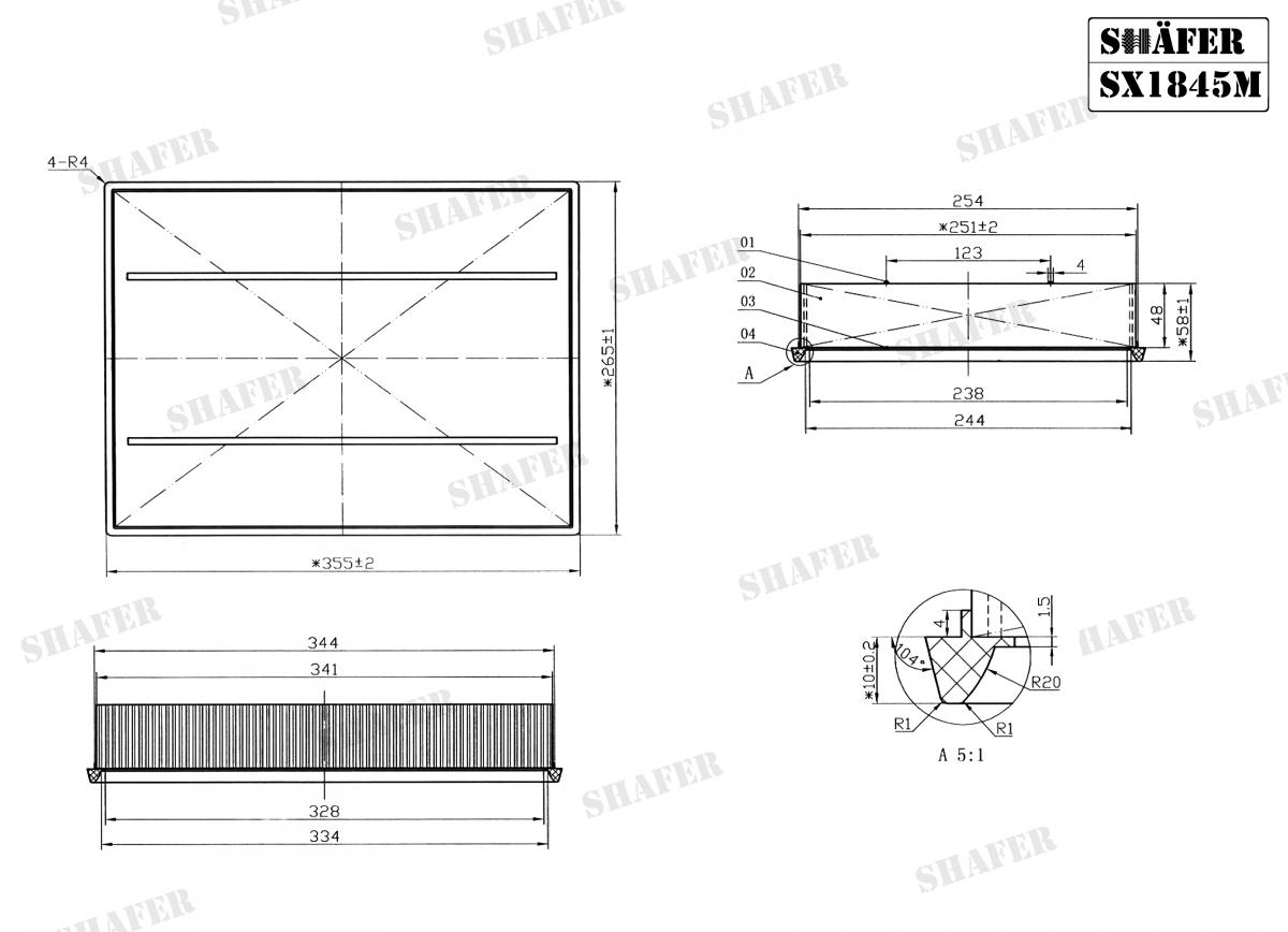 SHAFER - SX1845M - Фiльтр повiтря з сіткою DB Sprinter 06-/VW Crafter 06- 