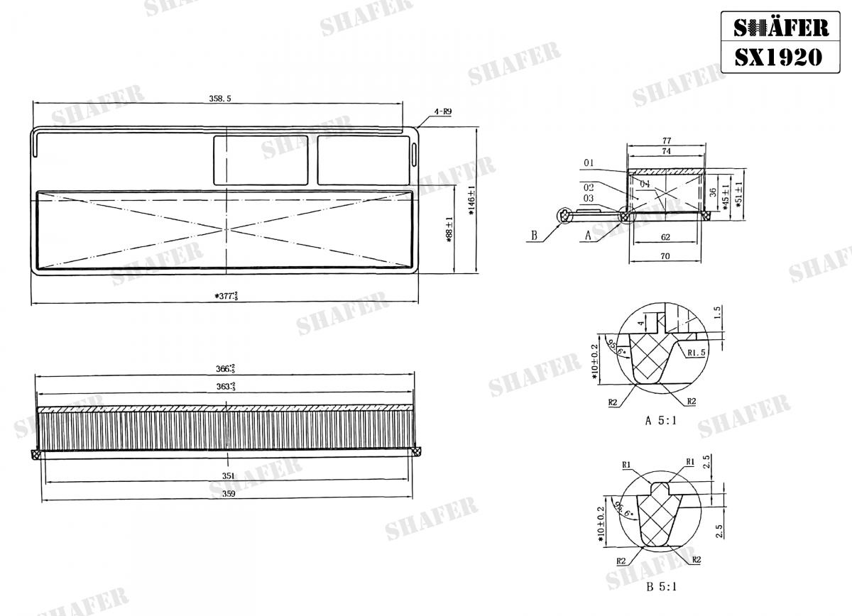 SHAFER - SX1920 - Фiльтр повiтряний Fiat Doblo 1.3 Multijett 05-