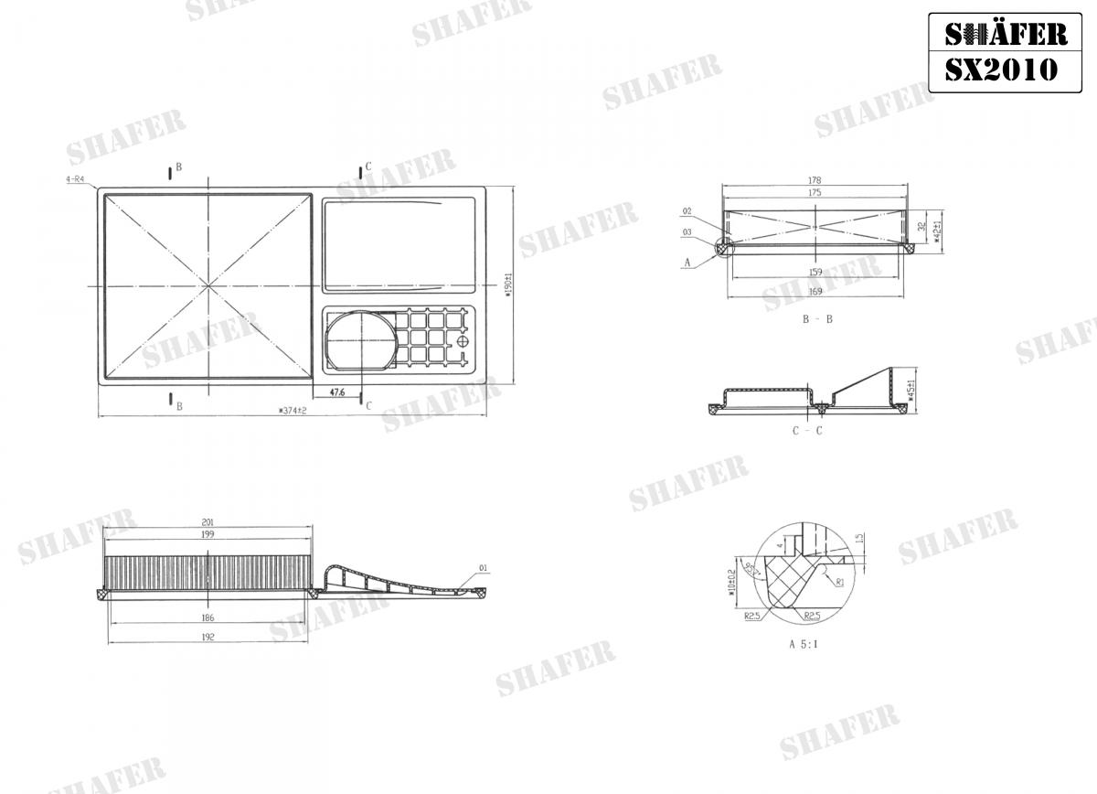SHAFER - SX2010 - Фiльтр повiтряний VW Caddy 06-/Skoda Fabia 06-/Seat Toledo 1.4 16V 06-