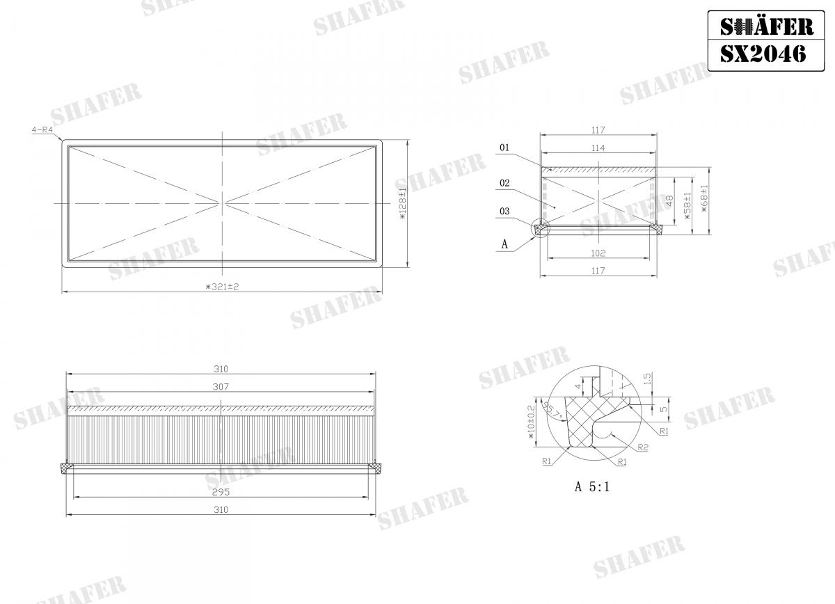 SHAFER - SX2046 - Фільтр повітряний Audi A4/A5/Q5 1.8-2.0TFSI, 2.0TDI 01/08-