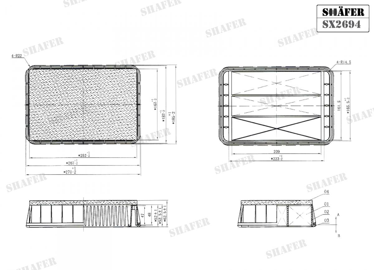 SHAFER - SX2694 - Фiльтр повiтряний (з додатк. фільтром) Mitsubishi Lancer X  08-/ Outlander XL 07-