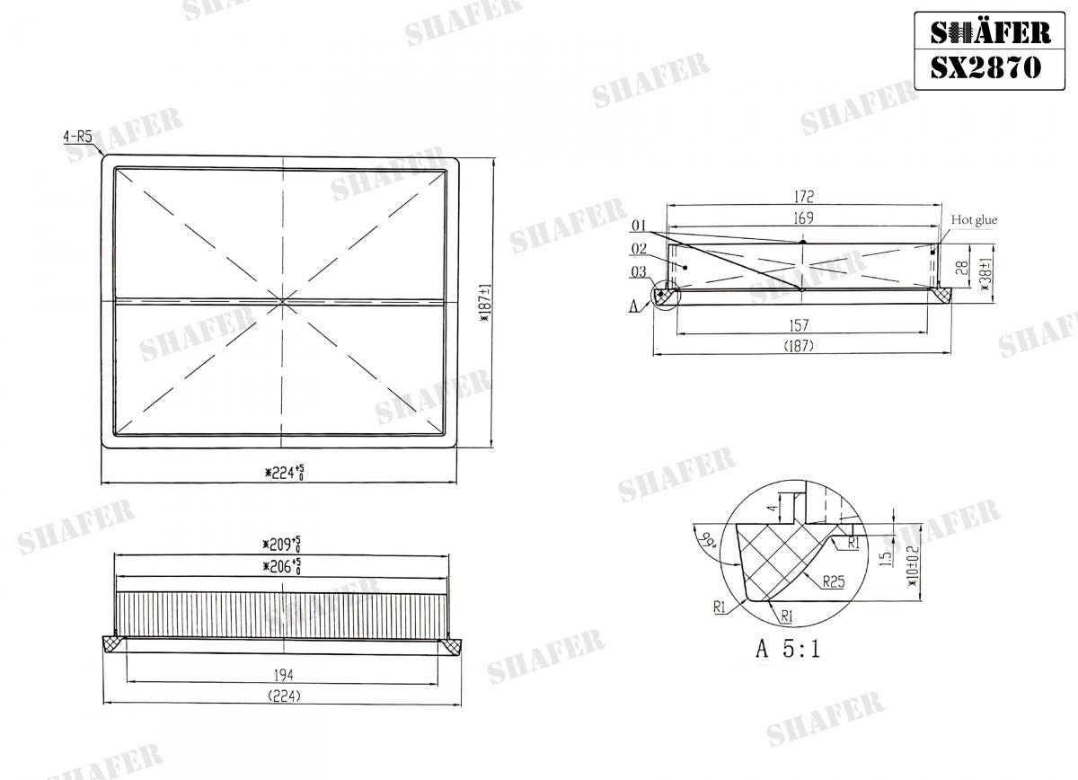 SHAFER - SX2870 - Фільтр повітряний Toyota Auris/Prius 1.8H 09.10- Lexus Ct/Nx 200/300H 12.10-