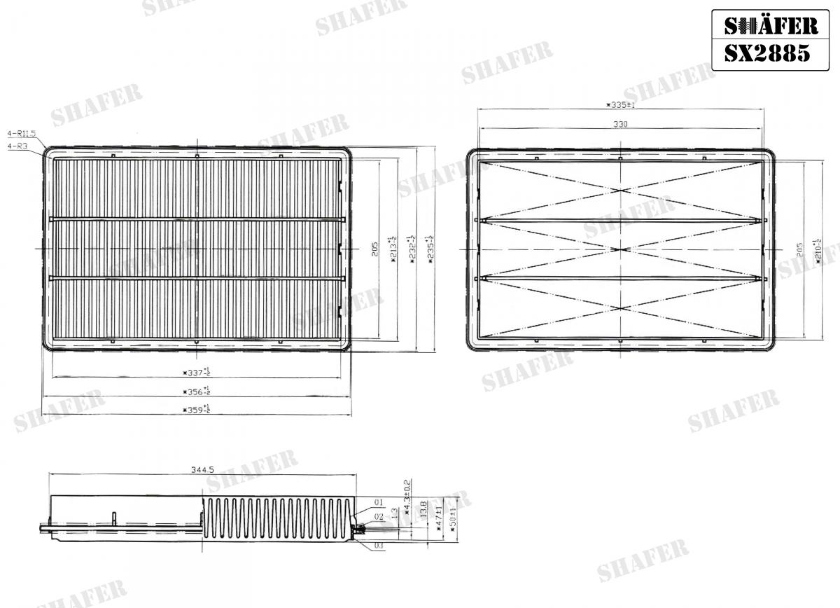 SHAFER - SX2885 - Фільтр повітряний Mitsubishi Pajero 2.5/3.2  2/00-