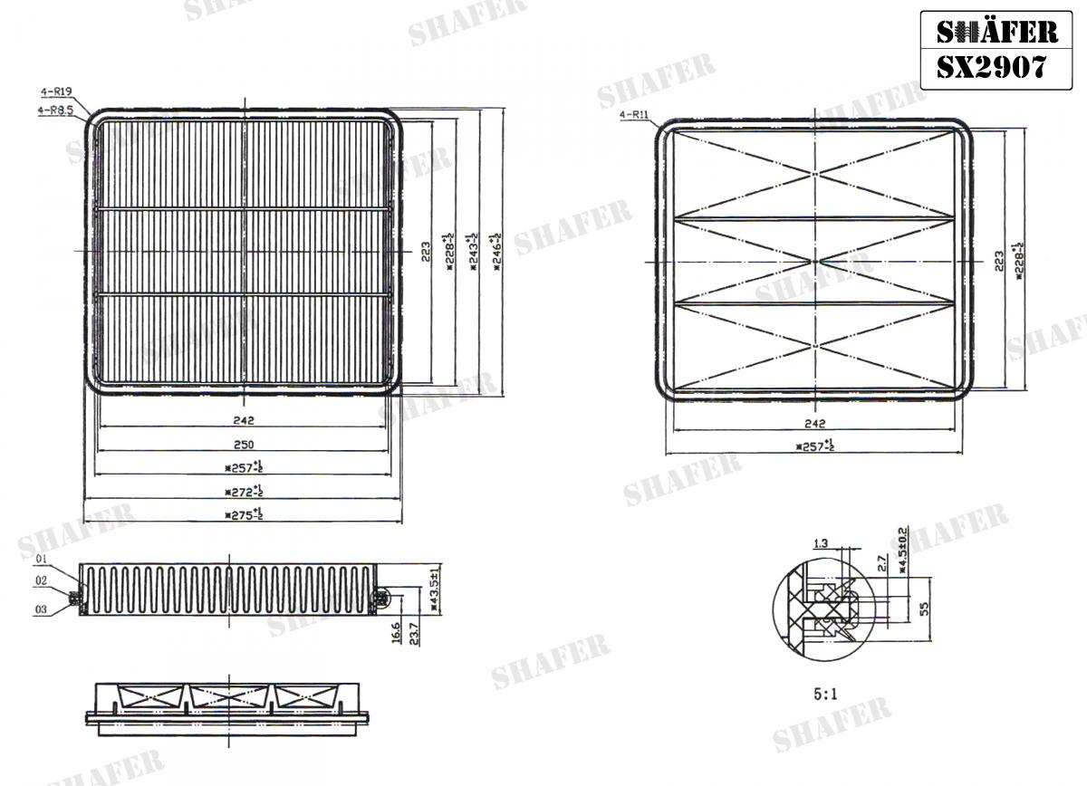 SHAFER - SX2907 - Фільтр повітряний Chery Tiggo 2.0/Daewoo/Chevrolet Evanda 02-