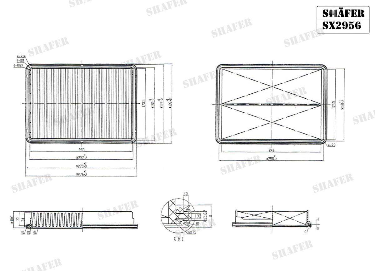 SHAFER - SX2956 - Фільтр повітряний Hyundai Santa FE 2.0 CRDI 10-Kia Sorento (XM) 2.0CRDI, 2.2CRDI 09-