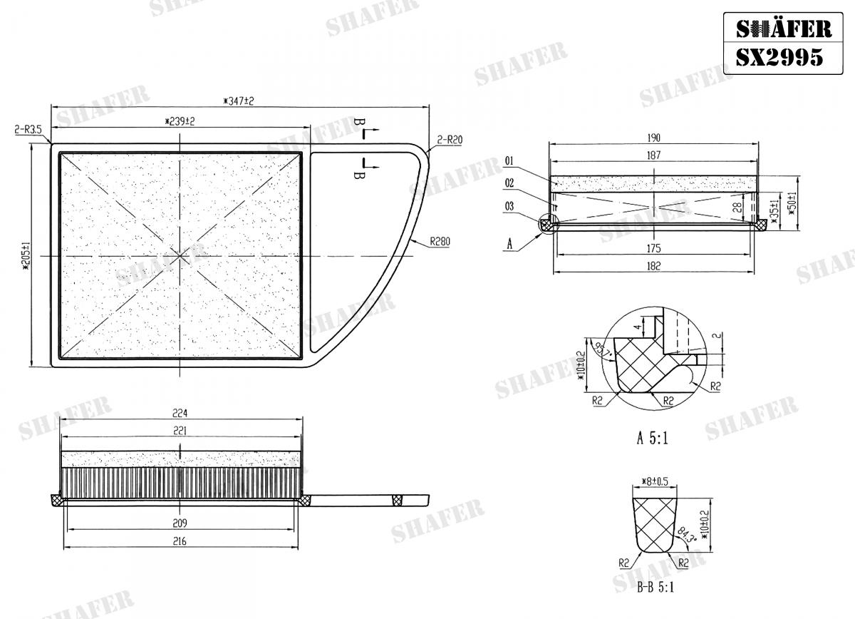 SHAFER - SX2995 - Фільтр повітряний Citroen Berlingo/C3/C4/C5; Peugeot 207/308/508 1.4-1.6HDI 03/10-