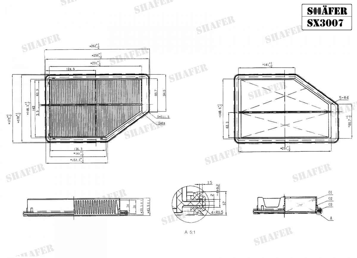 SHAFER - SX3007 - Фільтр повітряний HONDA CR-V III 2.0I 16V 01/07-